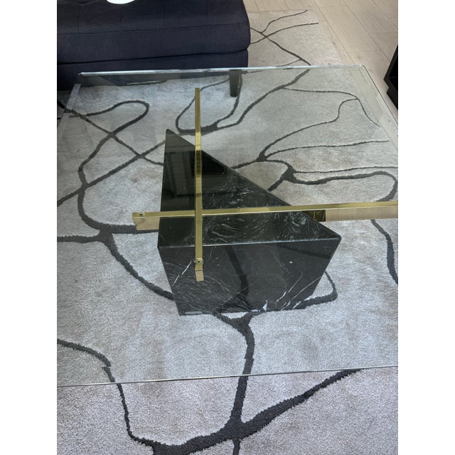 1970s Artedi Italia Black Marble & Glass Coffee Table For Sale In Miami - Image 6 of 8