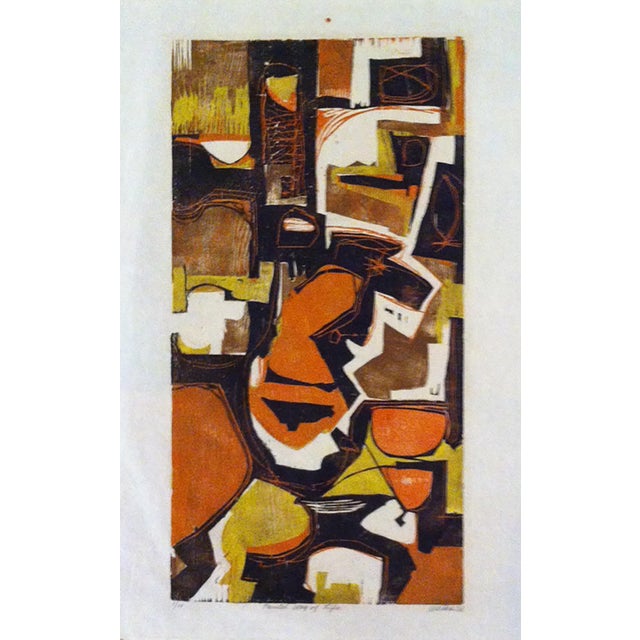 DISCOUNT SALE Clay Walker "Painted Way of Life Original woodcut in colors 1956 Edition of 10 Image size: 21.5 x 11.5...