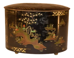 Late 19th C Chinoiserie Tea Tin