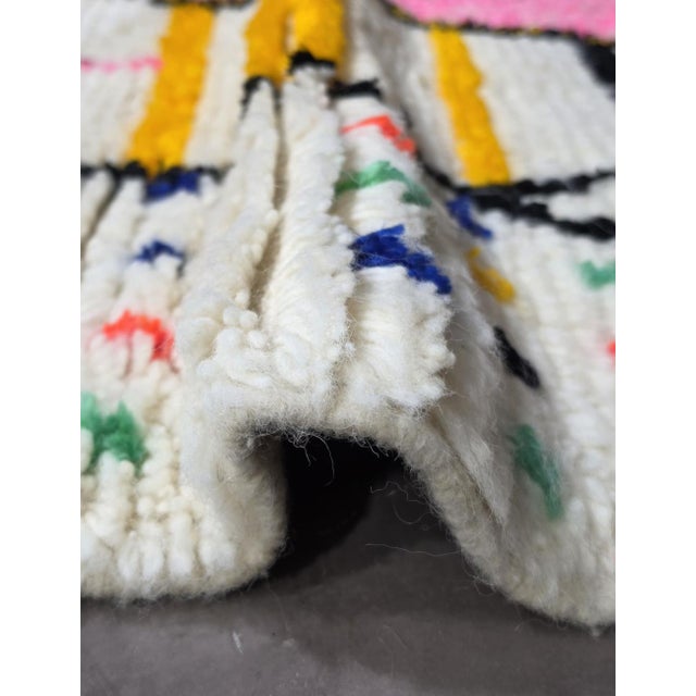 Abstract Moroccan Wool Neon Rug - 8.2 X 4.9 Ft For Sale - Image 3 of 8
