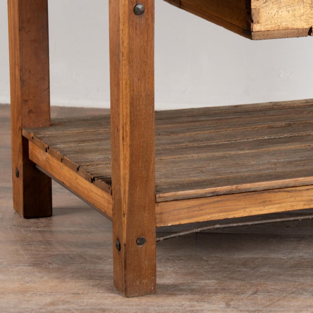 Early 20th-Century Rustic Pine Work Table or Kitchen Island For Sale - Image 11 of 13