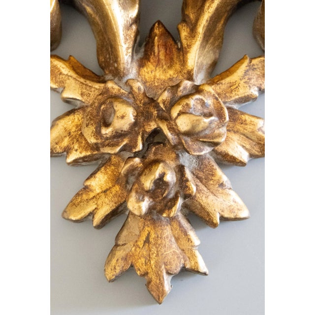 Vintage Italian Giltwood Roses Wall Brackets Shelves - a Pair For Sale In Houston - Image 6 of 8