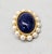 American Vintage 1991 Napier Book Piece Cabochon Faux-Lapis and Faux-Pearl Brooch For Sale - Image 3 of 6