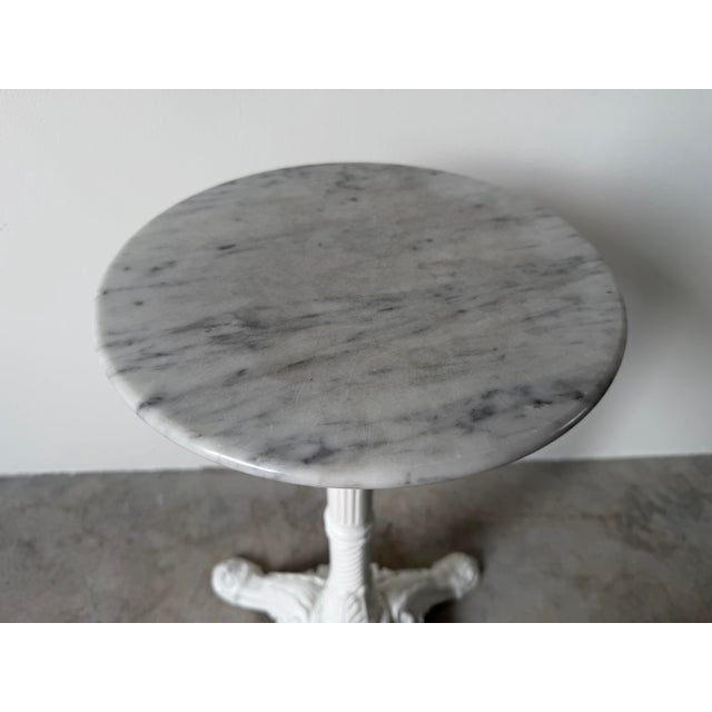 French 19th Century French Cast Iron Bistro Table With White Marble Top For Sale - Image 3 of 12