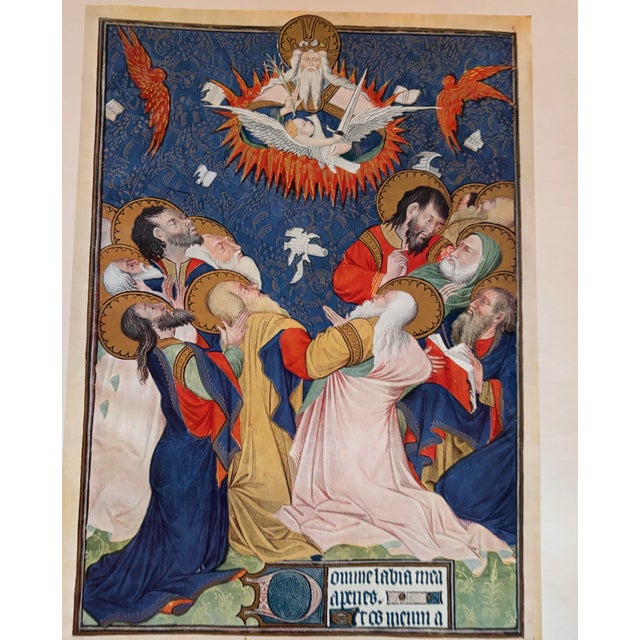1950s The Pentecost Color Heliograph, Vintage Print From the Rohan Hours, A French Illuminated Manuscript For Sale - Image 4 of 10