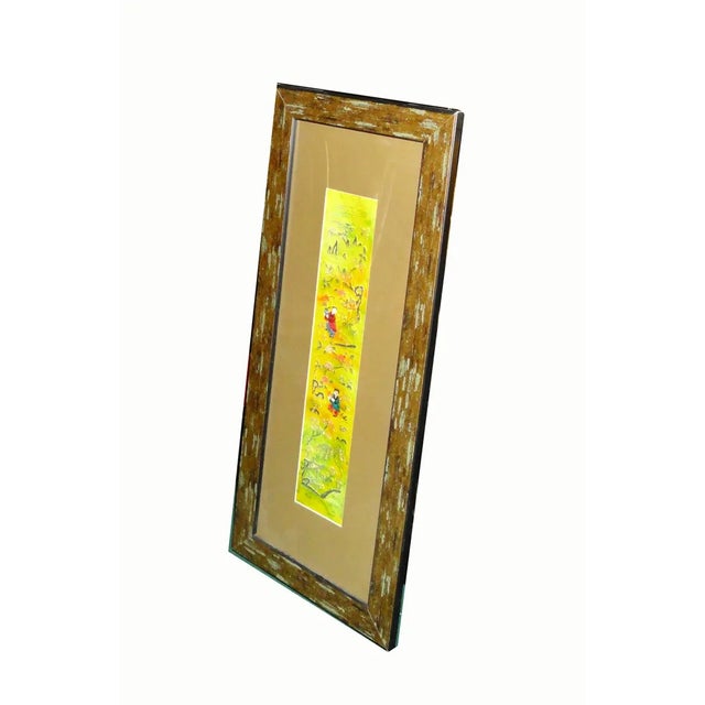 Chinese Vintage Hand Embroidered Framed Textile For Sale - Image 3 of 7