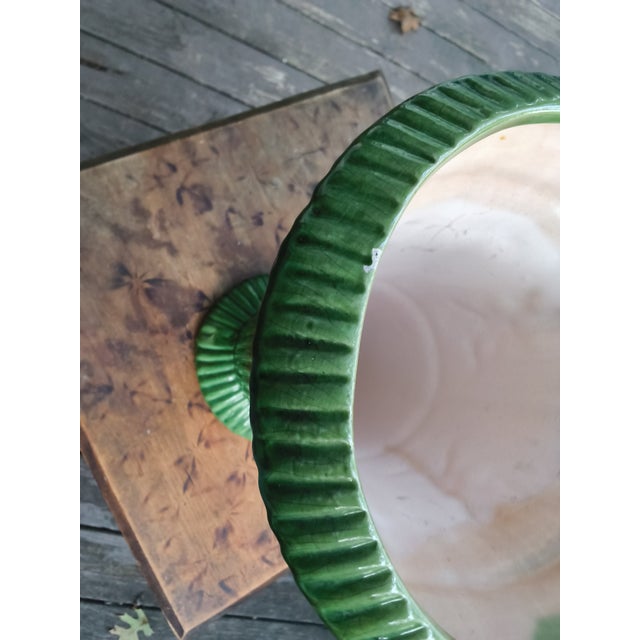 1910s Rare Antique C. 1910 J.W. Brush -McCoy Majolica Pottery Planter/Jardinier – "W" Mark With Maker's Base Drainage Hole For Sale - Image 5 of 15