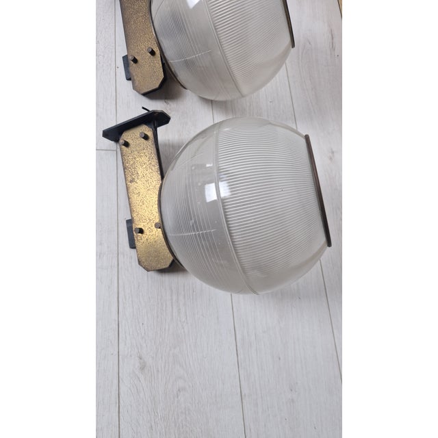 Feltre Wall Lamps in Brass and Glass from Greco, 1960s, Set of 2, in Very Good conditions. Designed 1960 to 1969 This...