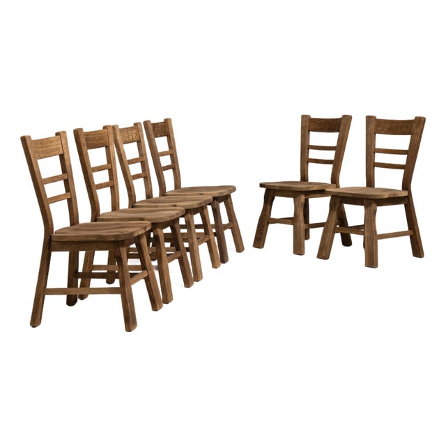 1970s Set of Six Oak Dining Chairs For Sale