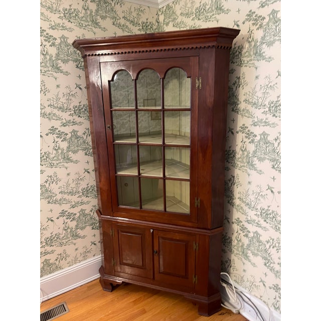Brown Late 19th Century Antique Corner Cabinet For Sale - Image 8 of 9