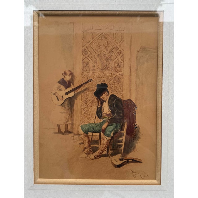 Antique Victorian Framed Print Reminiscences Spaniard Siesta G. Ferris This is a late 19th-century Spanish-inspired print...