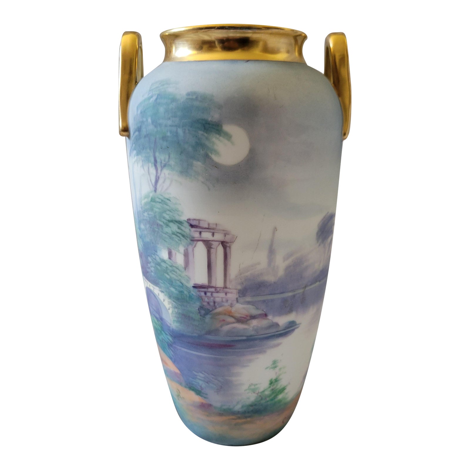 Antique Curtis Marker for Pickard China Double Handled Vellum Vase