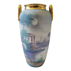 Antique Curtis Marker for Pickard China Double Handled Vellum Vase