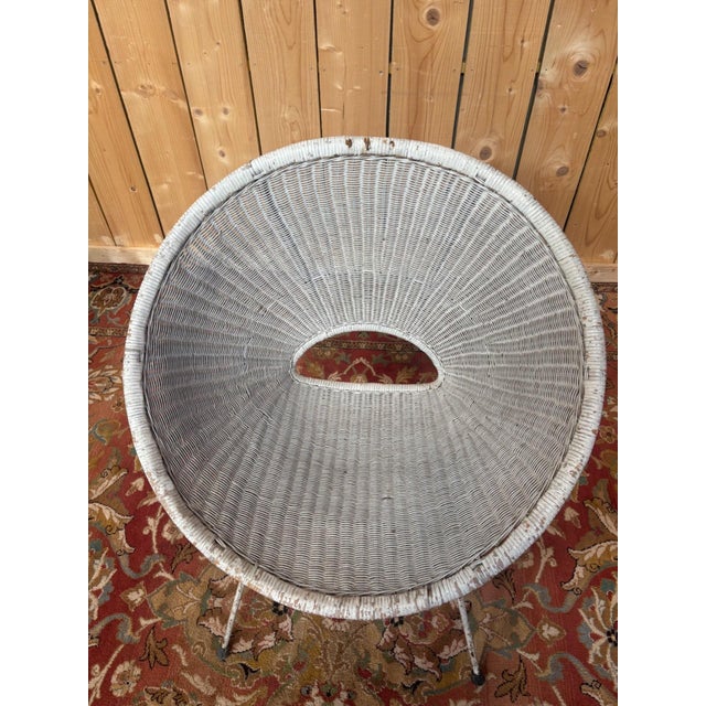 White Wicker Shell Chair, 1960s For Sale - Image 8 of 9
