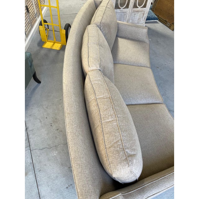 Textile Three Seat Curved Shape Sofa in a Greek Key Design Fabric, 21st Century For Sale - Image 7 of 7