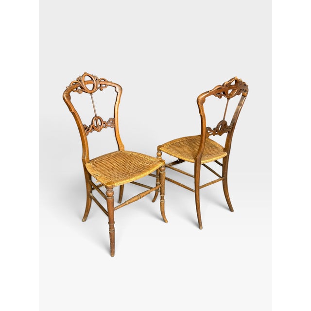 Antique Late 19th Century Victorian Walnut Bedroom Chairs, Set of 2 For Sale - Image 9 of 10