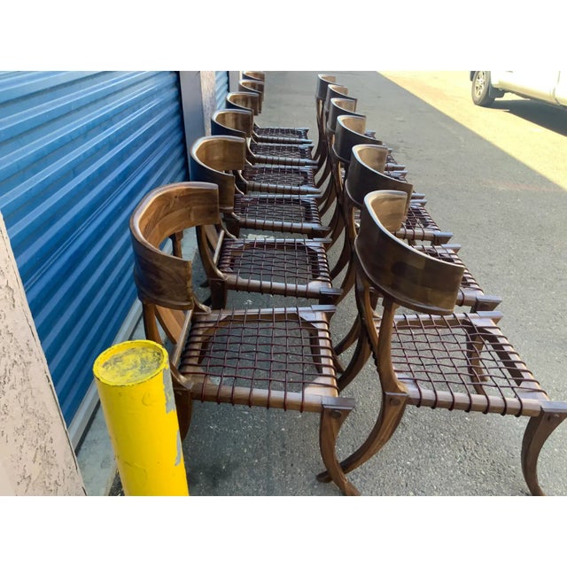 Wood Klismos Style Solid Walnut Dining Chairs - Set of 12 For Sale - Image 7 of 7
