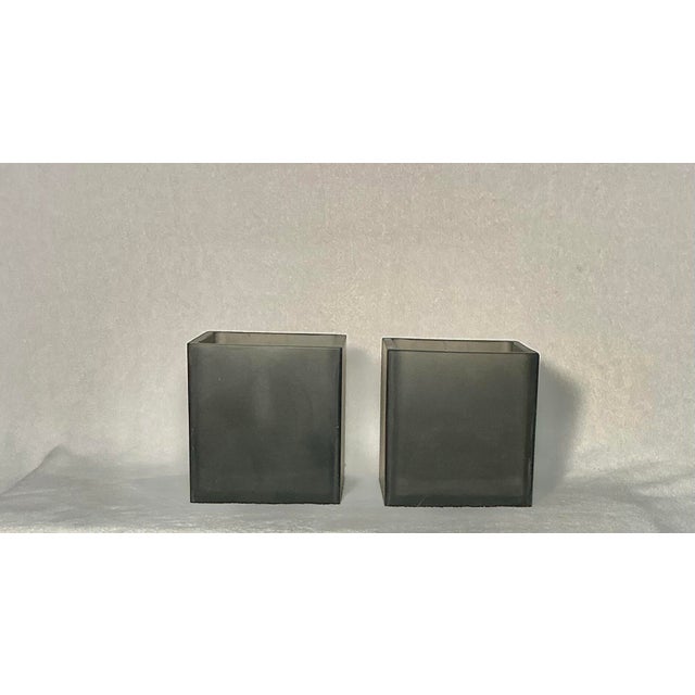 Handmade original (Canadian artist) Martha Sturdy vases made in Canada in the 1980s. Set of two matching cubic form,...