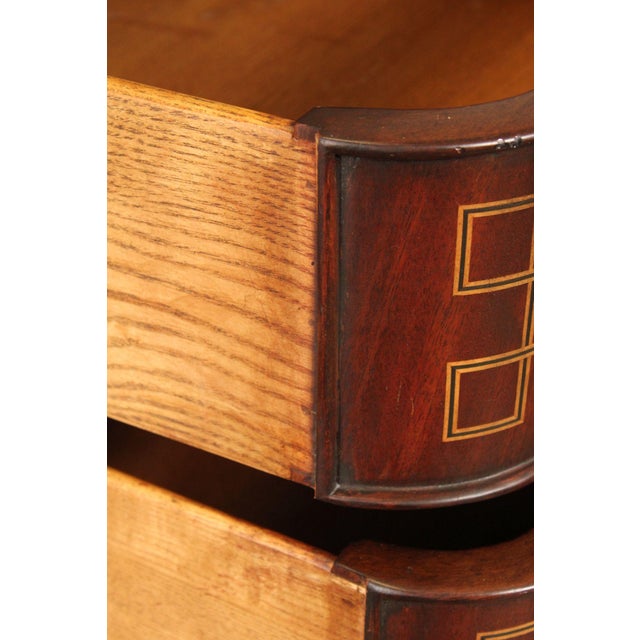 1930s Edwardian Style Custom Mahogany Inlaid High Chest Of Drawers For Sale - Image 5 of 18