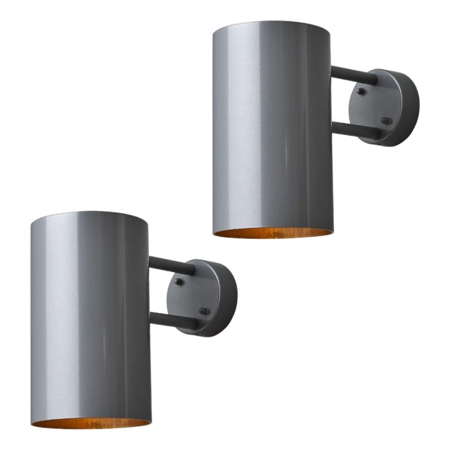Pair of Hans-Agne Jakobsson C627/110 'Rulle' Sconces in Painted Silver For Sale