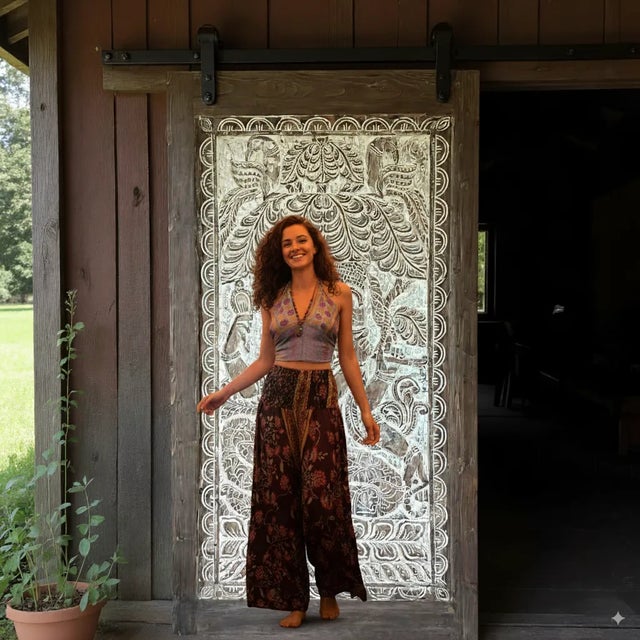 2000 - 2009 Vintage Indian Ganesha Carved Door Panel Wall Art For Sale - Image 5 of 5