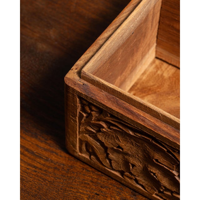 20th Century French Amber Hand-Carved Wood Jewelry Box For Sale - Image 9 of 15