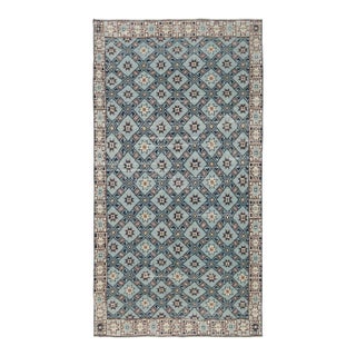 Vintage Turkish Rug in Blue With Geometric Patterns | Rug & Kilim For Sale