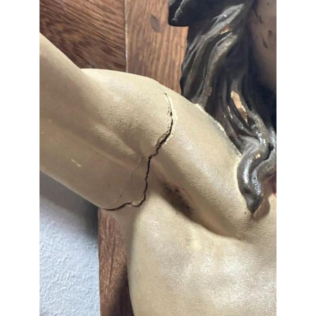 Antique Polychrome Wooden Crucifix, 1890s For Sale - Image 17 of 18