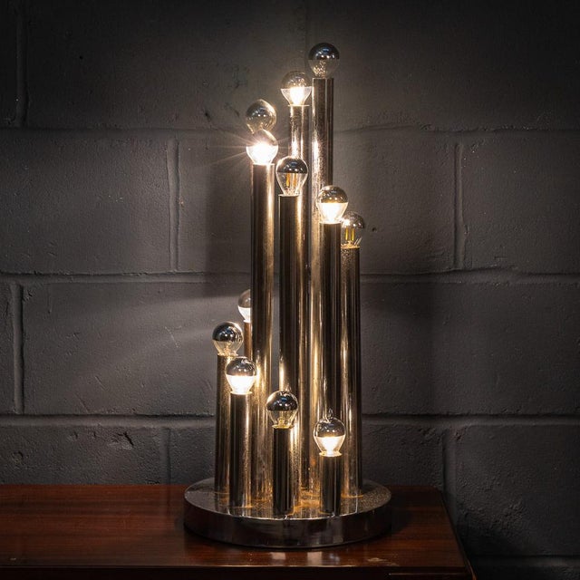 Reggiani Vintage 20th Century Italian Chrome Multi-Light Table Lamp from Reggiani, 1970s For Sale - Image 4 of 18
