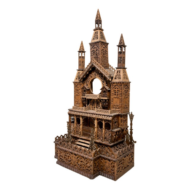 Large Architectural Fretwork Clock Case, 1890s For Sale