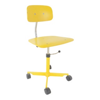1960s Vintage Jørgen Rasmussen Danish Kevi Yellow Swivel Desk Chair For Sale