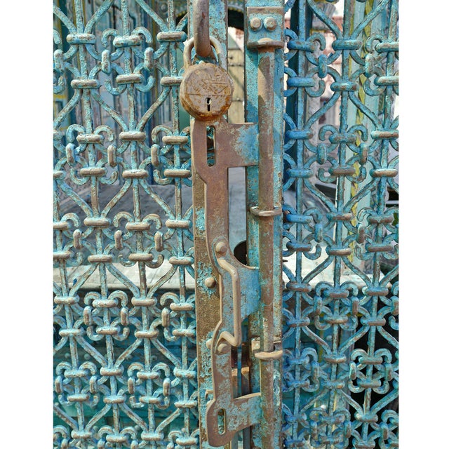 Mid 20th Century Vintage Large Blue Indian Iron Gates For Sale - Image 5 of 7