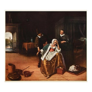 1954 After Jan Steen "The Lovesick Maiden", Vintage Full-Color Print For Sale