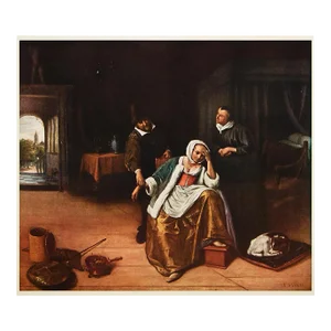 1954 After Jan Steen "The Lovesick Maiden", Vintage Full-Color Print