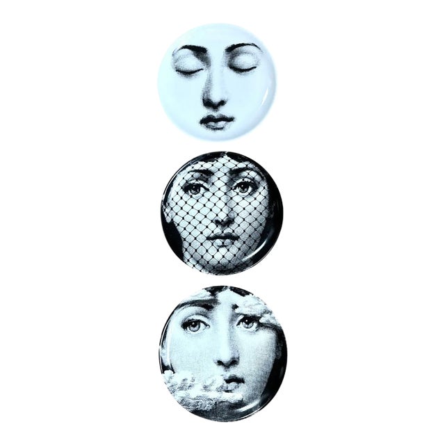 Fornasetti Tema E Variazioni Ceramic Small Plates - Set of Three For Sale