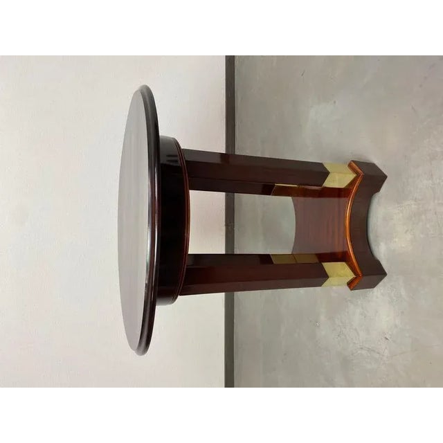 Jugendstil coffee table with brass endings, professionally stained and repolished.