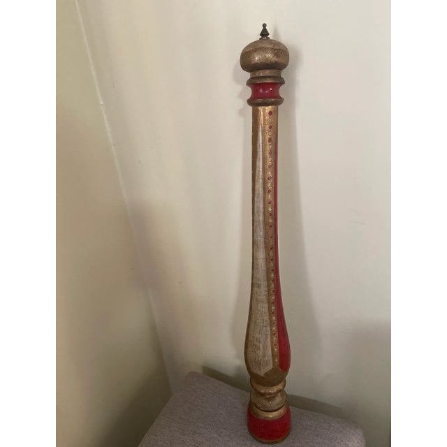 Giant Size Vintage Mid 20th Century Italian Wood & Brass Pepper Mill For Sale - Image 10 of 12
