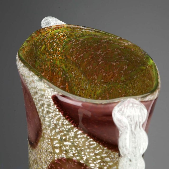 Glass Murano Glass Vase in the style of Ercole Barovier For Sale - Image 7 of 14