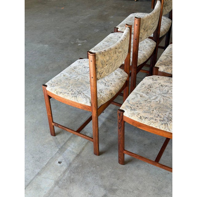 Rosewood Dining Chairs Set of 6 Upholstered Seat Denmark 1960s For Sale - Image 4 of 10