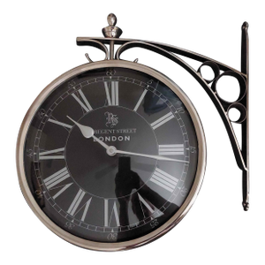 Eichholtz Double Sided Regent Street London Train Station Clock Nickel & Glass