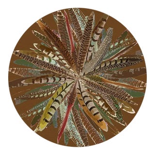 Nicolette Mayer Pheasant Feathers Brown 16" Round Pebble Placemats, Set of 4 For Sale