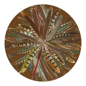Nicolette Mayer Pheasant Feathers Brown 16" Round Pebble Placemats, Set of 4