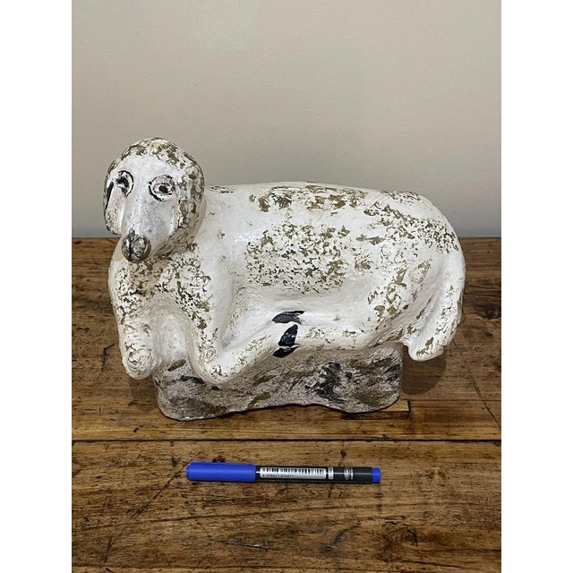 Stone Hand Painted Sheep in Concrete, Early 20th Century For Sale - Image 7 of 14