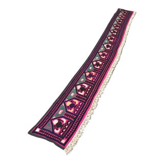 Suzani Table Runner With Special Tassel - 12'1" X 1'5" For Sale