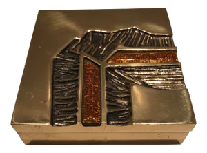 Studio Del Campo, Brutalist Design Italian Mid-Century Modernist Bronze and Enamel Box