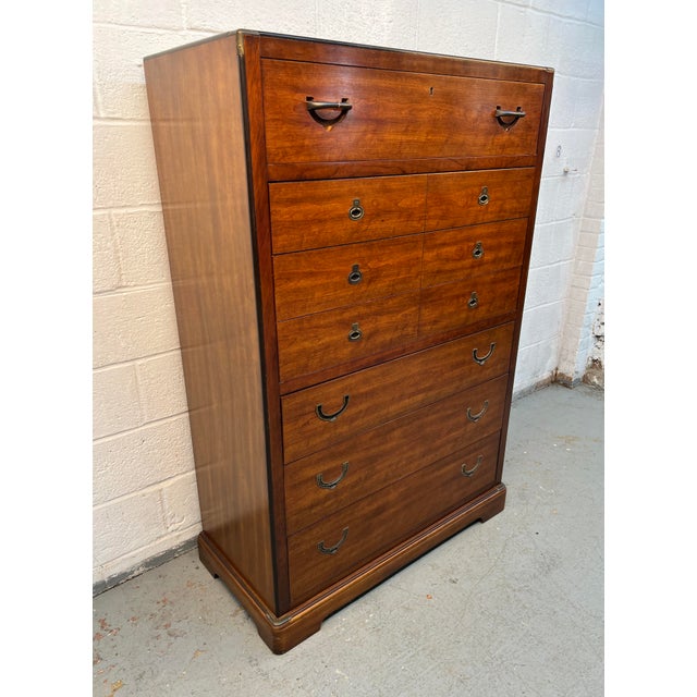 Vintage Campaign Style High-Boy Dresser by Nation Mt. Airy For Sale - Image 4 of 15