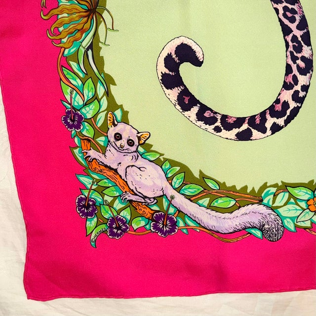 Light Green Hermes Carre 90 Jungle Love Silk Scarf For Sale - Image 8 of 13