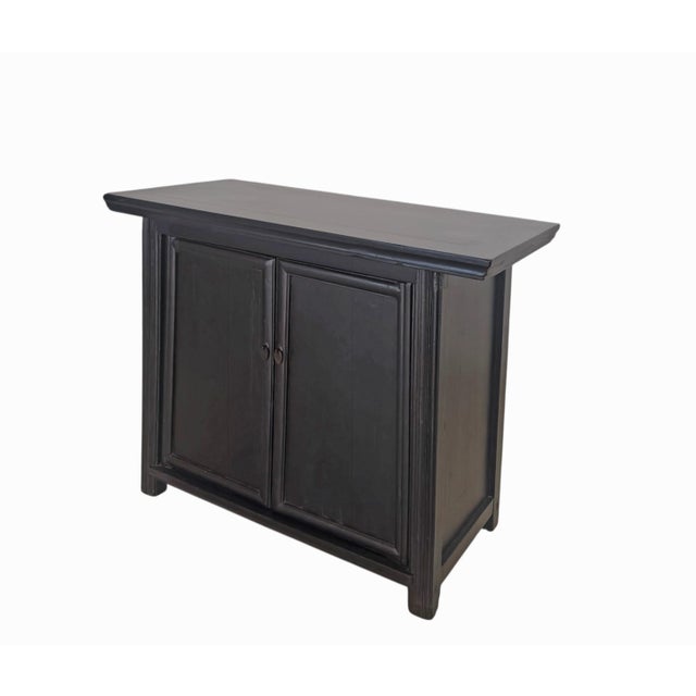 Rich Black 2-Door Side Cabinet For Sale - Image 4 of 6