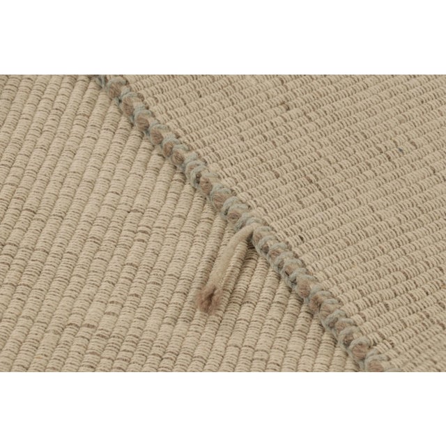 Beige Rug & Kilim's Accent Kilim, Beige Textural Stripes With Soft Blue Accents For Sale - Image 8 of 8