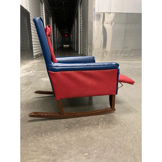 1970s Mid-Century Modern Child’s Rocker Recliner in Tufted Vinyl For Sale - Image 5 of 13